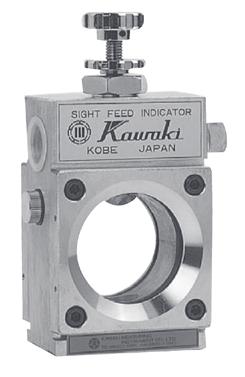 FI SIGHT FEED INDICATOR FI KFS FLOWING INDICATOR KFS Types: FI-1 to FI-12 The flow direction is from side to bottom, and the inlet side is provided with a needle valve so that oil amounts can be