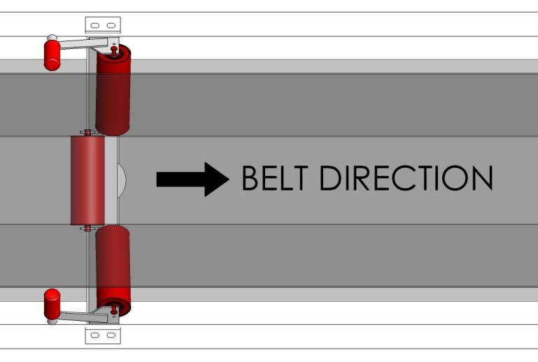 2 When using a conventional belt tracking idler like the one shown in figure 2.2, the correct orientation and engagement is vital in the performance of the belt tracker. 2.3 Depending on the type of belt tracker you are installing, the total amount required will differ.