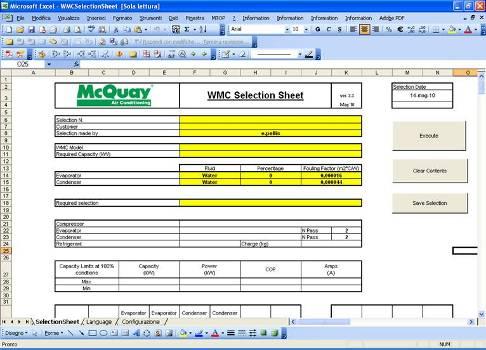 3.2 Selection Software The WMC selection software is basically a excel-based tool, very easy and intuitive.