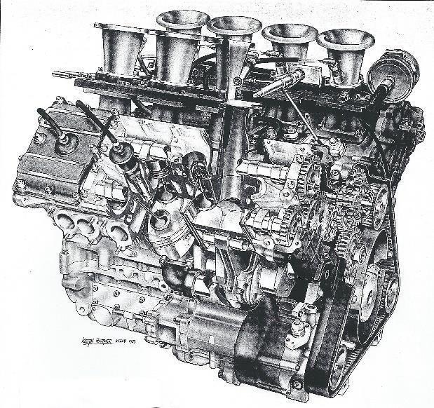 The illustration (of the Talbot-Ligier JS17 installation) shows the multi-pipe exhaust system which was always a feature and which gave it a