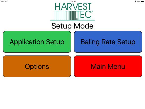 Setting Up the System for initial use with the ipad In this mode you will setup your initial application rate and baling rate.