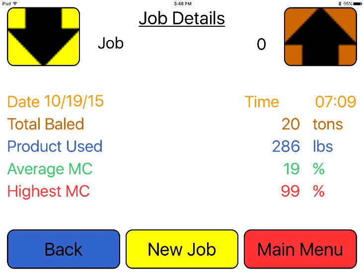 Job Records After pushing the JOB RECORDS key in the Main Menu screen, the following screen will appear: ipad 2 1 1. The job number will be displayed at the top center.