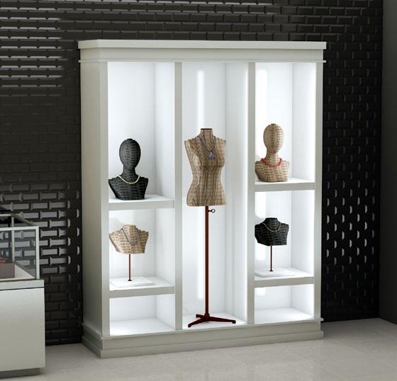 38 cm 115 125 ZEROARM3 Wardrobe with adjustable shelves in faced glossy panel and internal light system setting L.125 x P. x H.
