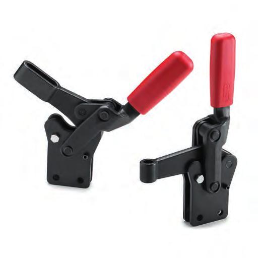 MVB.L Vertical toggle clamps with straight base Long life series Black-oxide steel. Rotating pins Hardened, black-oxide and ground steel. Support bushing Hardened, black-oxide and ground steel.