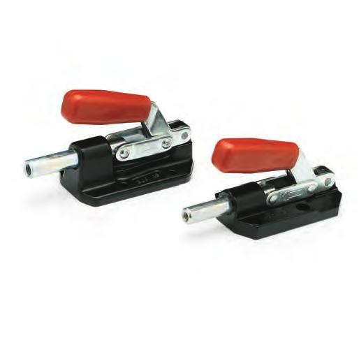 MFC. Push-pull clamps C10 zinc-plated steel. Rivets Base Black coated brass, for size 70 and 160. Black coated pressed steel, for size 360 to 3100. Push lever Handle Polyurethan, red colour.