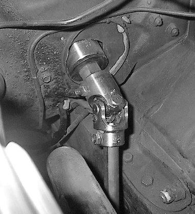 Trial fit the column in the car to determine the depth it is to be installed. The main body of the column should protrude approximately 1/2 on the engine side of the firewall.