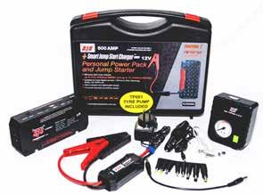 SJS06G2TP 12V 600AMP Jump Start most vehicles up to 4500cc diesel & 7000cc petrol (TP001 0-80psi tyre pump included) Power pack: 186mm x 85mm x 43mm, weight: 540g power pack only Jump start output: