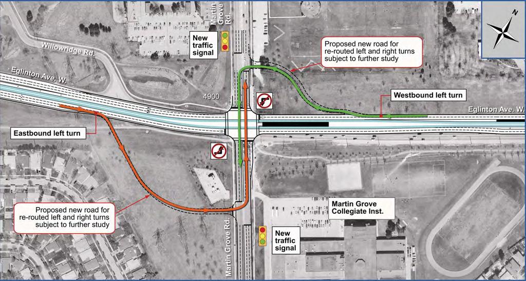 Martin Grove Stop (Re-routed Left Turn) Proposed alignment of new road for re-routed left and right turns subject to