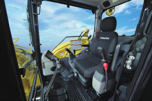 WORKING ENVIRONMENT Newly Designed Wide Spacious Cab The newly designed wide spacious cab features a high back, fully adjustable seat with a reclining backrest.