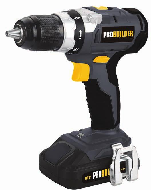 BATTERY INCLUDED POWERDRILL BRUSHLESS DRILL 18V 43630 Two speed 0-500/0-1700 rpm. Max. torque 50 Nm. Torque setting 16+1.