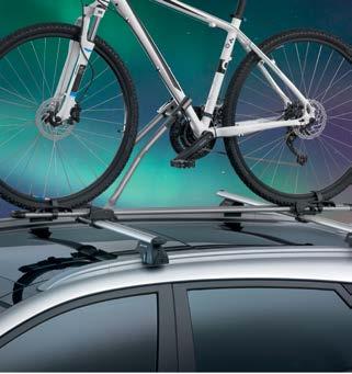 Transport FreeRide bike carrier Dynamically styled, roof-mounted single bike carrier with an attractive titanium-coloured finish.