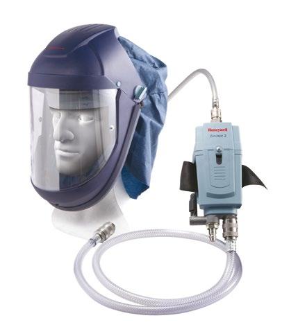 fabric hood and neck cover, waistbelt complete (DAVW-1001), Standard airvisor 2 chemical kit complete with: acetate chemical resistant visor (EN166-3F), two disposable visor covers and neck cover,