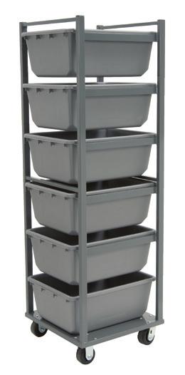 COLOR Gray AKRO-TUB RACK RA6TRMR Holds 6 Akro-Tubs for up to 600 lb. total capacity.