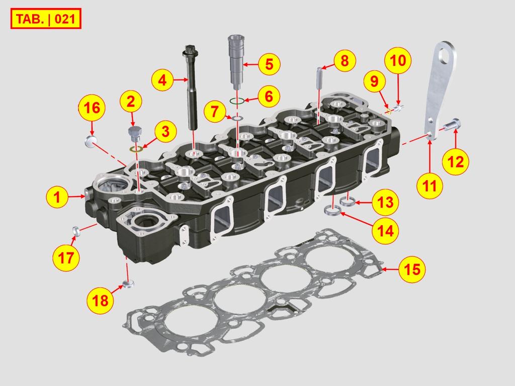 8021710080 - CYLINDER HEAD Pos Kit cluded Code Description Qty Old Code Tech.