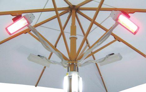 Attaching energy saving light units and highly efficient infrared heaters to your ubrella is not only friendly to the