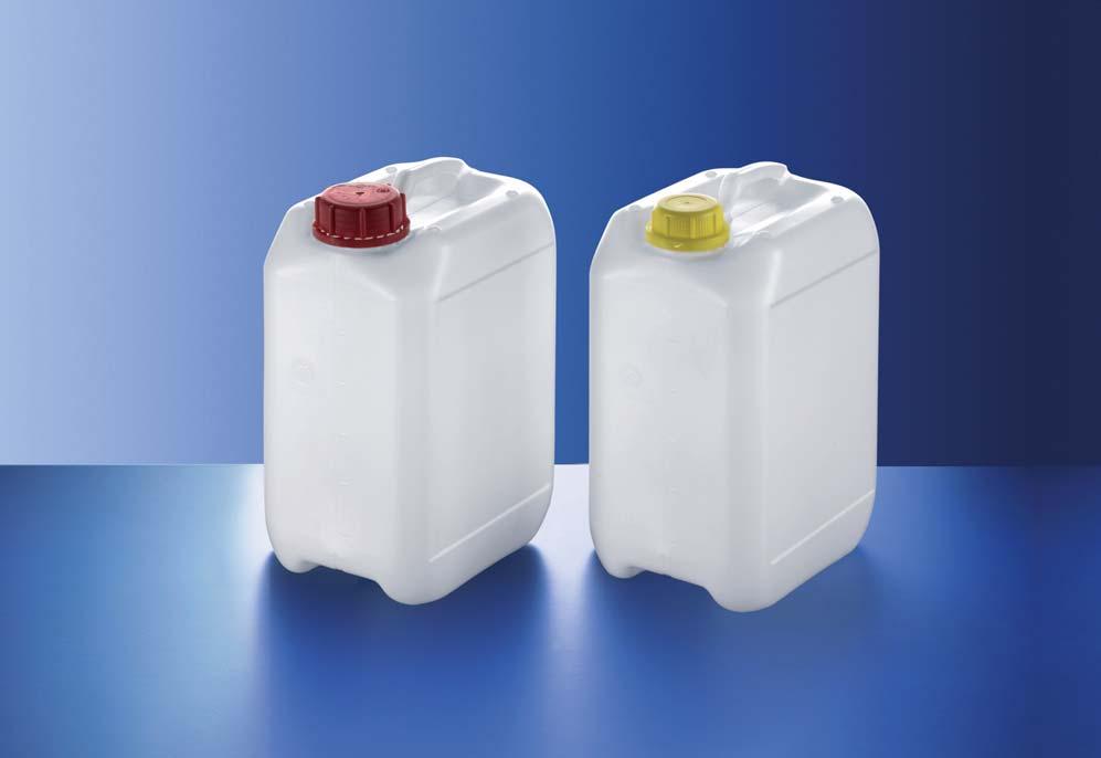 OPTI-RIB HDPE JERRYCANS 6 LITRES all specifications for natural colour, neck versions DIN 45, 50 and 55 Order Reference Nominal Overflow Weight Approval for Neck Dimensions Label field Europallet