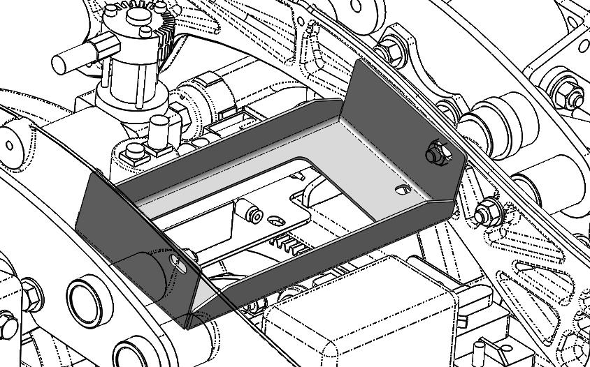 Remove the bolt, place the tray in position, then install the bolt through the frame and tray and tighten the nut. See Figure 57.