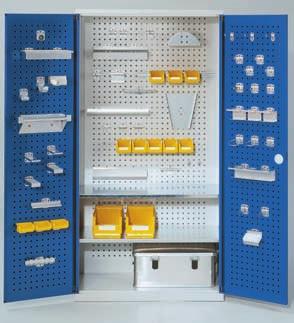 WERKS Tool Cabinets 1950 mm high cabinet with Perspex Window Doors and 2 shelves 1950 mm high cabinet with perforated panel doors and 2 shelves Door Variations 167