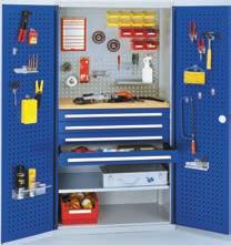 drawers with telescopic guides Load Capacity of drawers 110 kg (evenly spread load) Galvanised shelves Loading Capacity 80 kg (evenly spread load) Adjustable 25 mm grid Triple bolt security cylinder