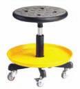 USHD 90 Heavy Duty Universal Stool: Black PU circular seat with ring lever underseat mechanism, 425mmØ gold passivated steel dish attached to a 5 leg zinc