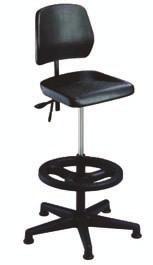 Floor to seat height Lowest: Highest: 530mm 775mm HL1-MP Industry / Laboratory Chair: Black PU seat Black PU backrest, 393 W x 310 H mm. 3 lever underseat mechanism.