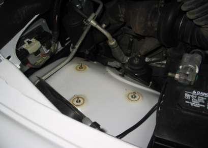 Install air box onto the factory studs using the three supplied ¼ NF nuts and the three supplied ¼ flat washers. 71.