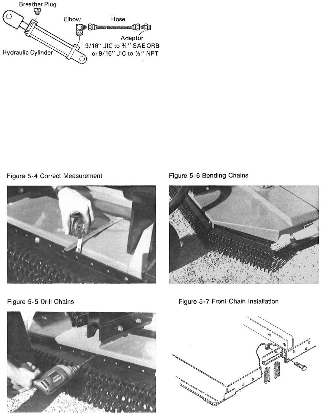 Figure 5-3 Cylinder Plimbing Diagram 5-3 OPTIONAL SAFETY CHAIN INSTALLATION CAUTION USE ONLY FACTORY APPROVED SAFETY CHAINS! Raise cutter off ground to a convenient working height.