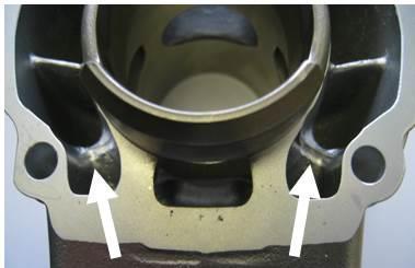 Any additional machining is not permitted. The top edge of exhaust port may show some pre-existing machining from the manufacturer.