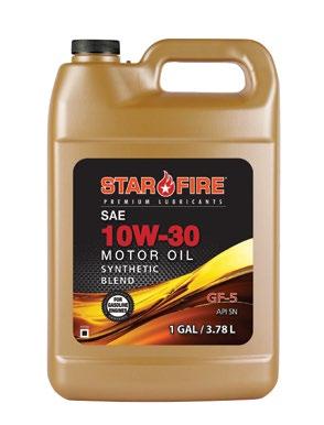 Synthetic Blend Motor Oils STARFIRE SYNTHETIC BLEND MOTOR OILS are fully licensed motor oils that meet or exceed the latest manufacturer s requirements for use in passenger car, SUV and light duty