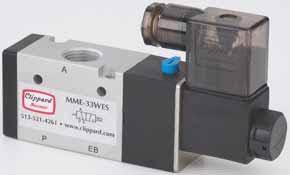 NEW! MAXIMAIC 3-WAY VALVES 2-Position Single & Double Solenoid Valves MME-33WES-D110 MME-32QEE-D110 Maximatic 3-way electronic valves are either N.C. single solenoid spring return or double solenoid spool valves in #10-32 to 1/2 NP port sizes.