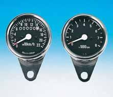 The 8,000 RPM tachometer is 3 3/4" in diameter, and the 10,000 RPM tachometer is 5" in diameter.