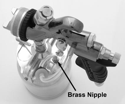 3. Locate the brass air feed nipple on the cup top and rotate the cup lid so that the brass nipple is in the 7 o clock position. 4.