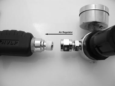 (approximately 3psi 5psi). Failure to install the air regulator can result in leakage around the cup seal, and/or poor finish quality.