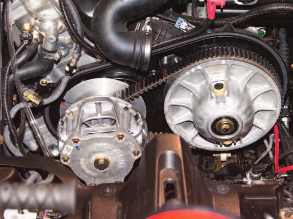 Clean out the clutches and clutch cover with compressed air. A-4. Remove belt from the RZR. Refer to Belt Removal for more information. A-5. Remove secondary clutch retaining bolt.