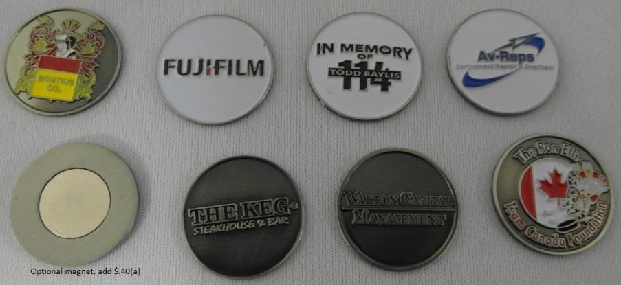 18 Custom ball markers or choose from our stock
