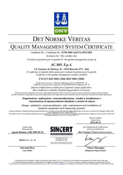 CERTIFICATIONS ISO 9001 Quality Management System ISO