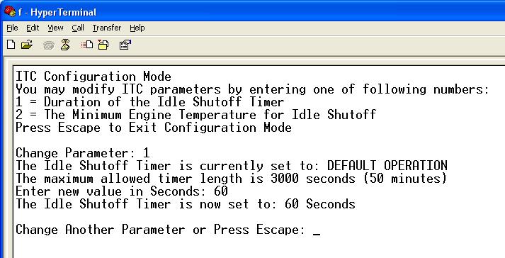 The ITC515-A module will wakeup and text will display on the open HyperTerminal window. 2.