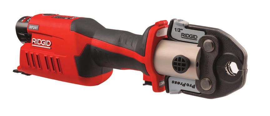 COMPACT BATTERY-OPERATED INLINE PRESS TOOL ½" to 1¼" Capacity for Copper and Stainless Steel Tubing 3 /8" to 1½" Capacity for PEX Tubing ½" to ¾" Capacity for Steel Pipe RP 241 INLINE PRESS TOOL The