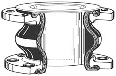 Internal flow liner Made of 1.4571(AISI 316Ti) steel as a standard, applied when abrasive media may mechanically damage a rubber bellow (e.g. granules).