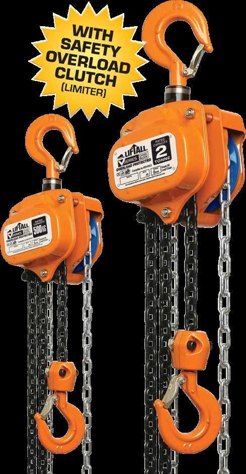 CHAIN HOIST ALL LIFT-ALL HOISTS ARE SUPPLIED WITH AN OVERLOAD PROTECTION DEVICE IN THE FORM OF A SLIP CLUTCH. 1. All LIFT-ALL chain hoists are fully compliant with the latest SANS 1594:2007 2.