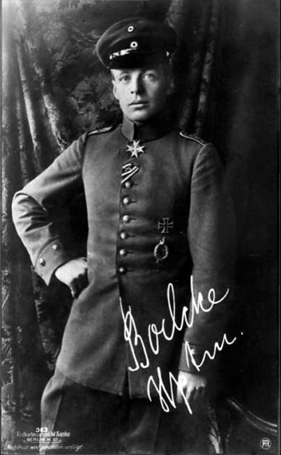 Oswald Boelcke, who pioneered combat tactics and fighter organization. It was he who gave the neophyte Richtofen a start. Boelcke had 40 confirmed victories.