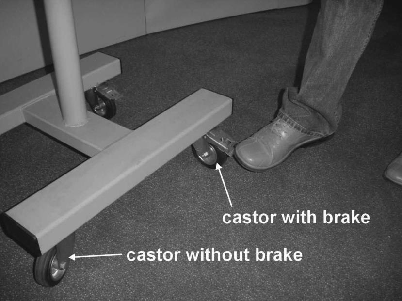 4.3.10 Steel H-shaped single-legged support with castors The steel H-shaped singlelegged support with castors provides the same adjustment features as the H-single upright made of steel.