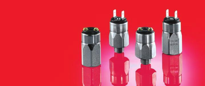 Pressure switches hex 24 Normally open or normally closed, maximum voltage 42 V Low-cost solution for mechanical pressure monitoring. Stable switching point even after long use and high load.