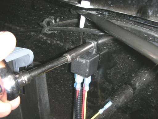 113. The intercooler relay harness is going to mount on the driver side inner fender just