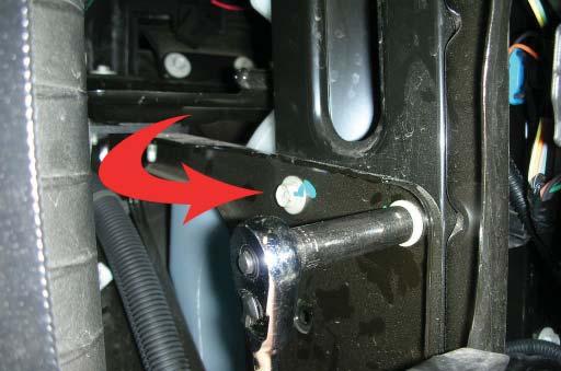 129. Using a 10mm socket wrench, remove the six bolts that secure the front fascia to