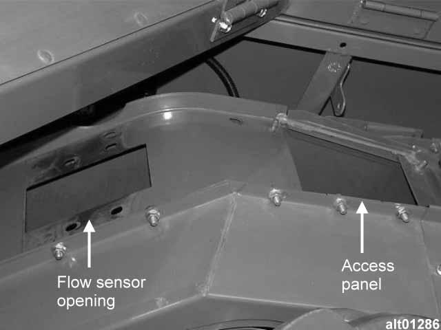 Installing Flow Sensor Parts required for procedure: (1) Flow sensor (1) Rubber impact plate (1) Punch (1) Drill bit 11/32 in. (6) Hex hd cap screw 5/16 x 3/4 in.