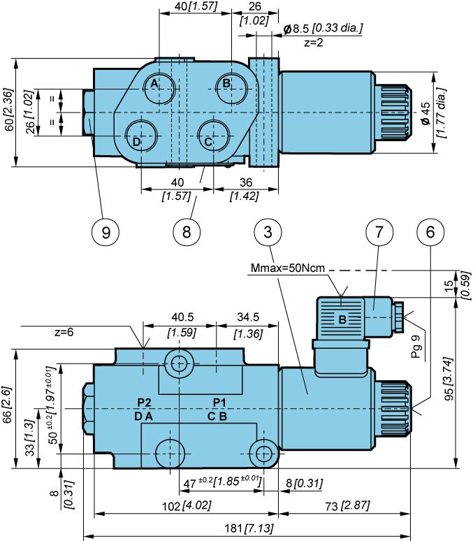 Directional control valves - Hydraulic components Features Hydraulic Size 6 Flow rate L/min [GPM] 50 [13.