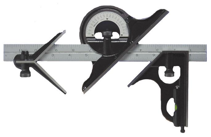 HARDENED SETS include hardened Square Head, hardened Center Head, reversible Protractor Head and hardened chrome plated Blade.