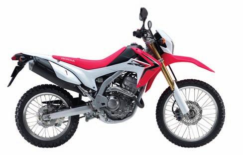 transmission Electric 2,195mm x 815mm x 1,195mm Chain Front Suspension 43mm inverted fork Honda s all-new CRF250L Rear Suspension Pro-link single shock Hydraulic disc offers flexibility like no other
