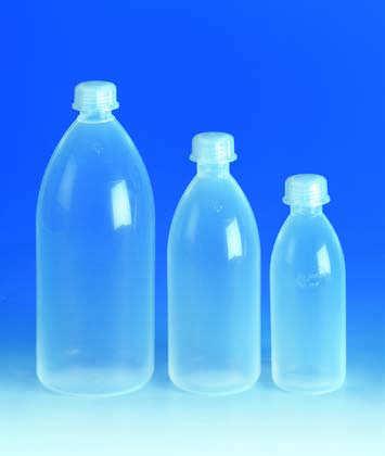 ml GL mm mm 250 25 157 61 1 108792 500 25 189 76 1 108892 1000 32 233 96 1 108992 * without wash-bottle cap 196 Narrow-mouth bottles, PFA Transparent, supplied with